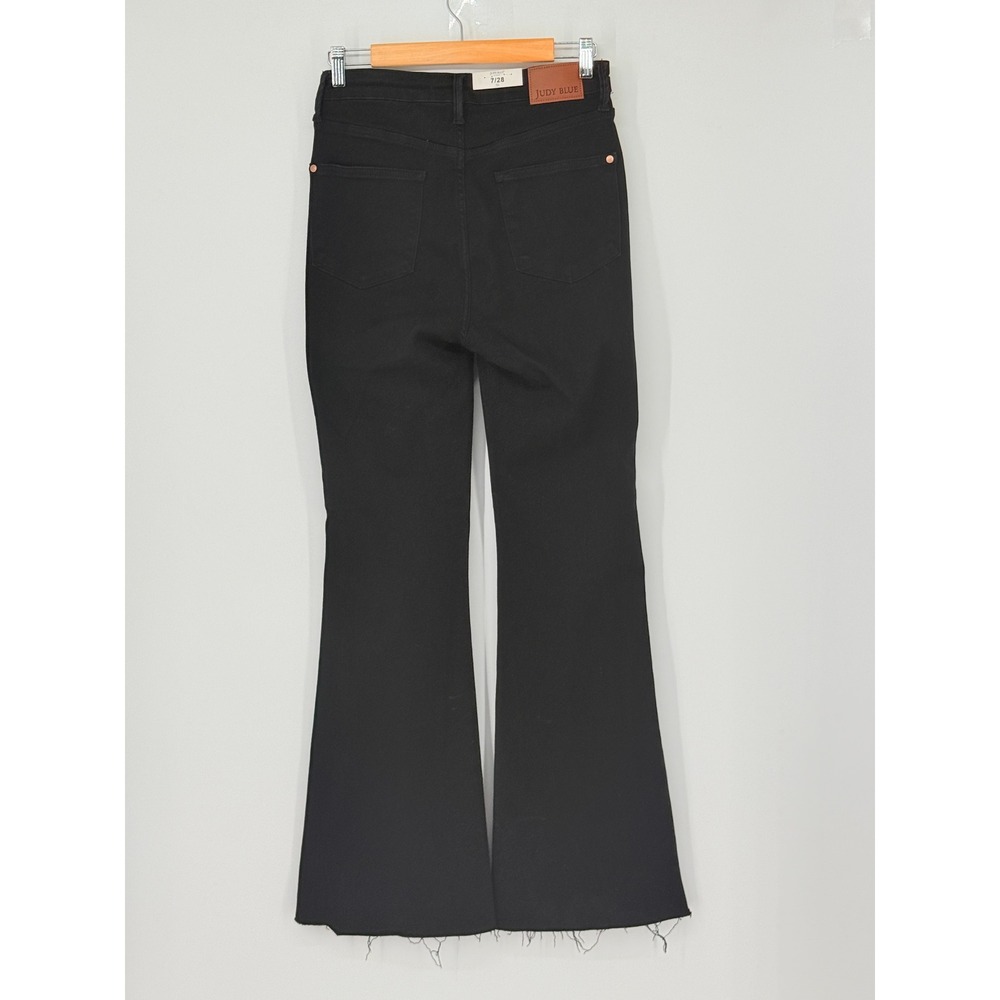 Judy Blue New Black Flare Jeans Whimsigoth High Rise Raw Hem 28 Indie Boho - Picture 4 of 11